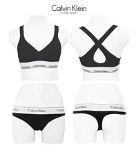 カルバンクライン 上下セット 下着 女性 レディース Calvin Klein ck ブラ Tバック s m l xl  ブラックTバックセット 正規品 新品 女性 cklset6