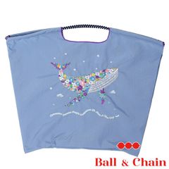 【正規品】 ボールアンドチェーン (フワラーホエール /ブルー) Lサイズ  トートバッグ エコバッグ 刺繍 クジラ 鯨 水色