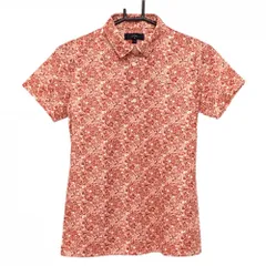 【超美品】キャロウェイ 半袖ポロシャツ レッド系×白 花柄 ロゴ刺しゅう レディース S ゴルフウェア Callaway