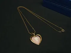 ■美品■ WEDGWOOD ウェッジウッド ジャスパー ハート ネックレス ペンダント アクセサリー ピンク系×ゴールド系 DG9068