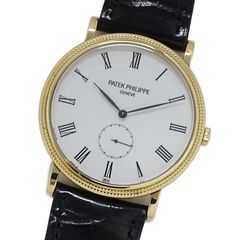 パテックフィリップ PATEK PHILIPPE カラトラバ 5119J-001 時計 メンズ ブランド スモールセコンド 手巻き 750YG レザー 裏スケ ラウンド 磨き済み 【中古】