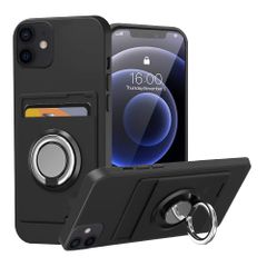 新品 アイフォン カード収納 12 12 PRO シリコン / / 12 リング付き ケース ケース スタンド機能 12Pro 360°回転リング iPhone 耐久 For 滑り止め Sitikai 黑