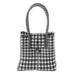 パサールバッグ スクエアベロ付 S ブラック＆ホワイト 10223550452
