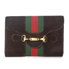 OLD Gucci ビット留具スエードシェリー長財布（濃茶） (GH-285C)