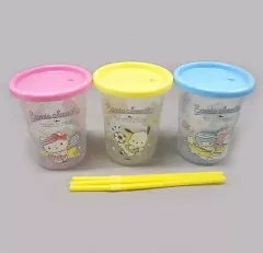 【中古】マグカップ・湯のみ 6.ストロー付カップセット(3個セット) 「サンリオ当りくじ サンリオキャラクターズ 当りくじ(スポーツデザイン)」