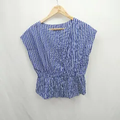 ◇ ⊂Φ any SiS エニィスィス ストライプ柄 綿100% ノースリーブ ブラウス サイズ2 ブルー系 レディース E  【1506230023493】