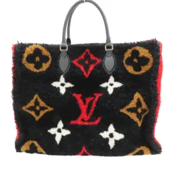 ≪値下げ≫ 【中古】LOUIS VUITTON ルイヴィトン M55421 モノグラム・テディ オンザゴーGM 赤×黒×茶色 トートバッグ ハンドバッグ 2WAYバッグ ムートン A2502152 【無料ギフトラッピング承ります】