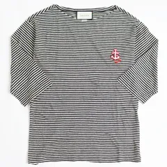 極美品●21AW GUCCI グッチ 615742 リネン100％ アンカーワッペン付 ストライプリネンカットソー/Tシャツ ブラック×ベージュ M 伊製 正規　q02-st30228-201のサムネイル