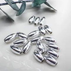 ＊40個入り＊ スペーサービーズ オーバル 約8x4mm プラチナカラー プラスチックビーズ bz110s