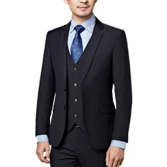 【特価商品】通勤 クラシック 2つボタン 礼服 スリム 喪服 紳士 定番 大きいサイズ 上着 結婚式 ビジネスジャケット 就活 ブレザー 冠婚葬祭 スーツ フォーマル 就職スーツ メンズ (XLブラック) [VYOOU]