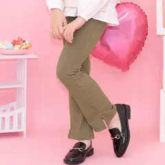 Bee【クーポン利用で20％OFF♪】リブ地フレアパンツ◇Nモカ◇韓国子供服 韓国子ども服 韓国こども服 キッズ 女の子 ガールズ 100 110 120 130 140 150