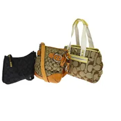 【中古】 コーチ(Coach) シグネチャー 3点セット キャンバス,レザー ショルダーバッグ ブラウン 03GA209