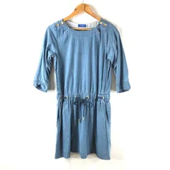 ブルーレーベルクレストブリッジ BLUE LABEL CRESTBRIDGE ワンピース デニム 肩ボタン ロゴボタン リボン紐 水色系 38サイズ 948443