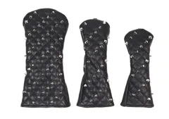♪未使用品♪ スタッズ付き　ヘッドカバー　4個セット黒 golfcover-110-1.jpg