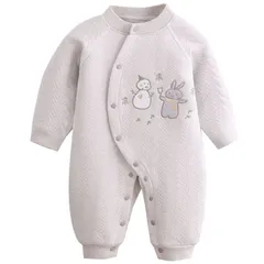 59-80cm 0-12ヶ月 カブス図案 プレゼント 出産祝い ロンパース 赤ちゃん服 女の子 新生児 かわいい 前開きタイプ 新生児服 綿 ベビー服 長袖カバーオール [miniGray]