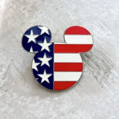 日本未発売！ミッキー型 アメリカ国旗　フロリダディズニーワールド　ピンバッジ