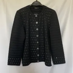 MADAM JOCONDE - 新品同様 GUEST JOCONDE ゲストジョコンダ マダムジョコンダ カーディガン 花柄 ニット サテン切替 カットソー 44 白 黒 レディース 古着 中古 USED ゲスト ジョコンダ GUEST JOCONDE 【大きいサイズ】花柄パネル