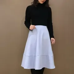 M-PREMIER BLACK エムプルミエ ブラック フレアスカート サイズ34 水色 ライトブルー NO C428-025 定価 23100円 フレア Aライン 膝下丈 シンプル 無地 レディース 夏 ゴーゴー古着マルイ北千住店草1203