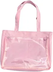 MAKUMINORS 痛バッグ A3 推し活 トートバッグ 自分好みにアレンジ クリアバッグ ショルダー 小さめ A4 かばん シート ぬいぐるみ 透明(ピンク)