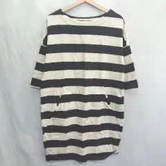 ◇ ⊂ zootie ズーティー ボーダー 七分袖 ミニ丈 ワンピース サイズF ベージュ系 レディース E  【1502180008757】