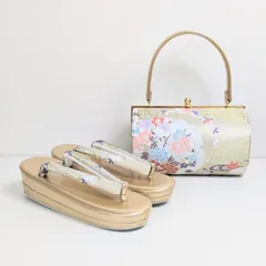 草履バッグセット フォーマル 振袖 帯地 ゴールド フリーサイズ w25-1