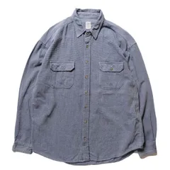 90's オールドネイビー ピンチェック コットン シャツ (XL) 白×青系 刺し子? 90年代 旧タグ オールド ギャップ GAP OLD NAVY　アメリカ古着 USED  ビンテージ ヴィンテージ