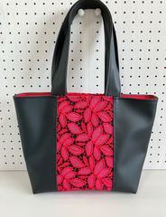 ハンドメイド＊肩掛けトートバッグ ケミカルレース赤 (941)