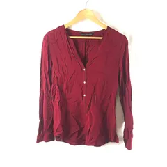 ザラウーマン ZARA WOMAN カットソー 長袖 Vネック ボタン 赤 2025082400317