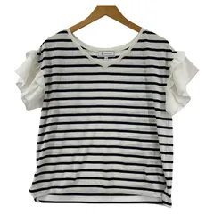 Rope Picnic ロペピクニック ボーダー フリルスリーブカットソー size38/ホワイト×ネイビー