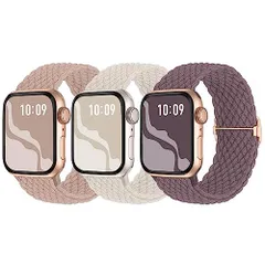 ダークピンクスターライトグレーパープル_42mm 44mm 45mm 49mm 3枚入りSuitisbest コンパチブル アップルウォッチ バンド 49mm 45mm 44mm 42mm 編み込み Apple Watch ナイロンバンド 伸縮性 スポーツバン