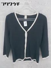 ◇ ef-de エフデ ニット 七分袖 カーディガン サイズ9 ブラック アイボリー レディース 【中古】 【1002801307479】