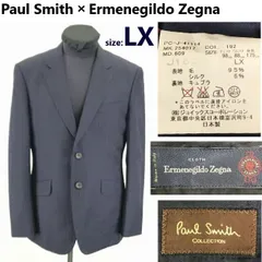 希少品/日本製★ポール スミス × エルメネジルド ゼニア★ネイビー/ストライプ柄/テーラードジャケット/秋冬ブレザー【メンズLX/紺】総裏仕様/Paul Smith Ermenegildo Zegna/Made in Japan◆BC339L<sale>