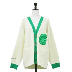 【新品】LOGAN KNITTING MILLS ローガンニッティングミルズ SHIPS 別注 カーディガン アイボリー グリーン サイズ:FREE | 24秋冬 Vネック パッチ カーディガン / ニット | ワッペン オーバーサイズ【レディース】
