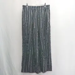 ◇ ⊂ ◎ ●美品● INCERUN ストライプ柄 ウエストゴム イージーパンツ サイズL ブラック ホワイト メンズ E  【1502180038198】