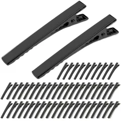 ヘアクリップ 約50個入り ヘアピン やっとこピン 髪留め 金具 パーツ ブラック 5.6cm NYANDELMO [ブラック] [5.6cm(ステンレス製)]