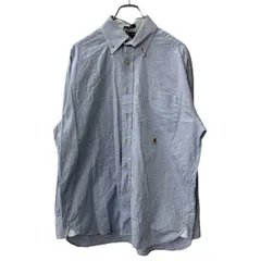 TOMMY HILFIGER 長袖 無地シャツ L ライトブルー トミーヒルフィガー ボタンダウン 刺繍 ロゴ 長袖シャツ 古着卸 アメリカ仕入 a709-6205