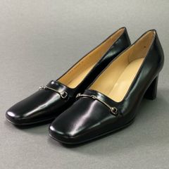 5e10 《極美品》 GUCCI グッチ ホースビット レザーパンプス 7 ブラック Leather シューズ イタリア製