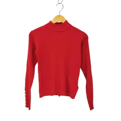 モーメント moment 12G 袖口ボタンボトルネックリブニットプルオーバー レディース JPN：M 