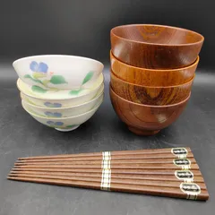 有田焼 光峰 飯碗 けやき椀 鉄木箸 4客 12点セット 天然木 お椀 和食器  S162