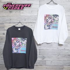 신품 파워 퍼프 걸즈 POWERPUFF GIRLS 상품 긴 소매 T 셔츠 티셔츠 긴 소매 T 셔츠 롱 T 프린트 로고 파워 퍼프 PPG 프린트 T 카툰 네트워크 여성 남성 유니섹스 화이트 화이트 차콜