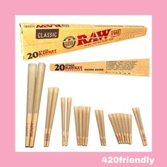 420friendly "RAW" バラエティパック - 20pcs RAWket ランチャー プレロールコーン
