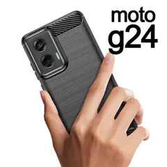 moto g24 ブラック スマホケース 上下炭素のサムネイル
