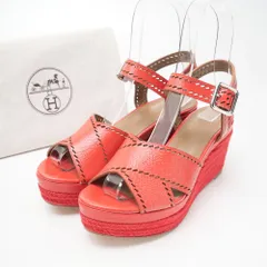 美品【Hermes】エスパドリーユ エッジサンダル 37 □美品□HERMES エルメス Espadrille エスパドリーユ サンダル