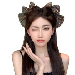 【人気商品】スパンコール フランス式 メッシュ 綺麗め バレッタ 大きめ ヘア蝶結び ヘアクリップ 髪飾り 髪留め 上品 ヘアアクセサリー シュシュ 結婚式 お呼ばれ ボリューム パーティー 誕生日 FASELE クリスマス