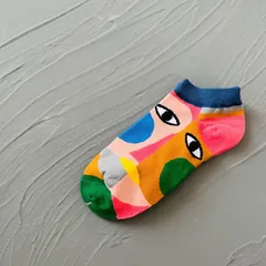 靴下　くるぶしソックス　スニーカーソックス　謎目玉柄　面白靴下