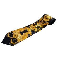 MADE IN ITALY製 GIANFRANCO FERRE 総柄シルクネクタイ ブラック