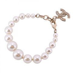 シャネル(Chanel) シャネル ブレスレット ココマーク GPメッキ フェイクパール ラインストーン シャンパンゴールドレディース