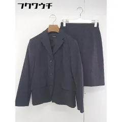 ◇ ◎ EASTBOY イーストボーイ チェック 3B 膝丈 シングル スカート スーツ セットアップ サイズ9 ネイビー レディース  【中古】 【1111190007034】