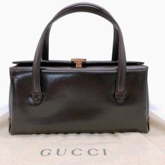 オールドグッチ 000-1448-0539 ハンドバッグ ロゴ 保存袋 ヴィンテージ アンティーク ブラウン カーフ レザー GUCCI