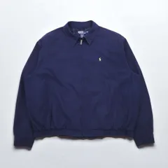 Polo by Ralph Lauren 90年代 スウィングトップ ハリントンジャケット XL ネイビー ポリエステル 裏地チェック スモールポニー刺繍